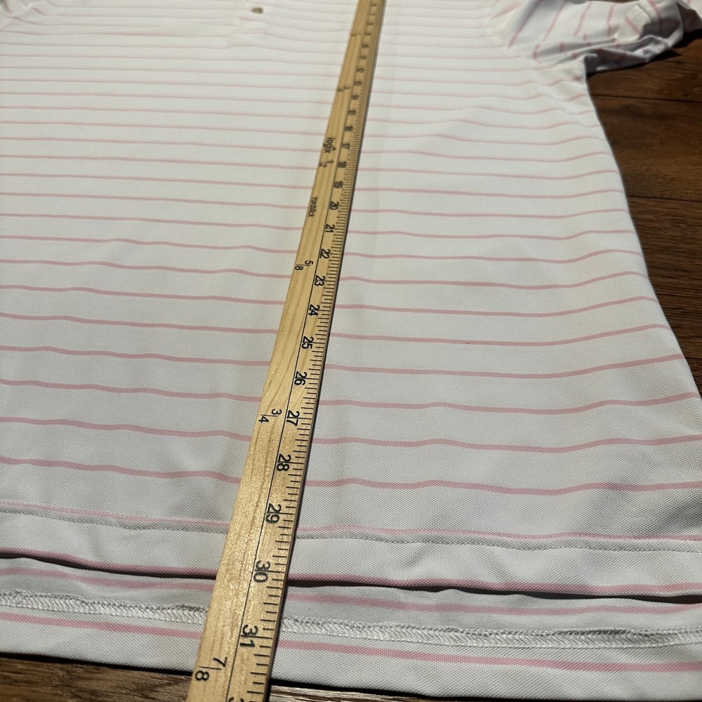 Peter Millar White Pink Striped Polo Shirt Mens Large Butler Country Club Logo - Picture 6 of 6